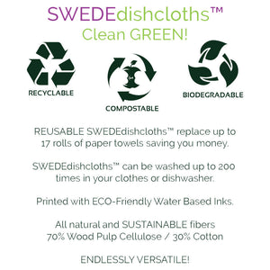 Eco-Friendly Swedish Dishcloths - Mixed Tulips Set of 3 (Paper Towel Replacements, One of Each Design)