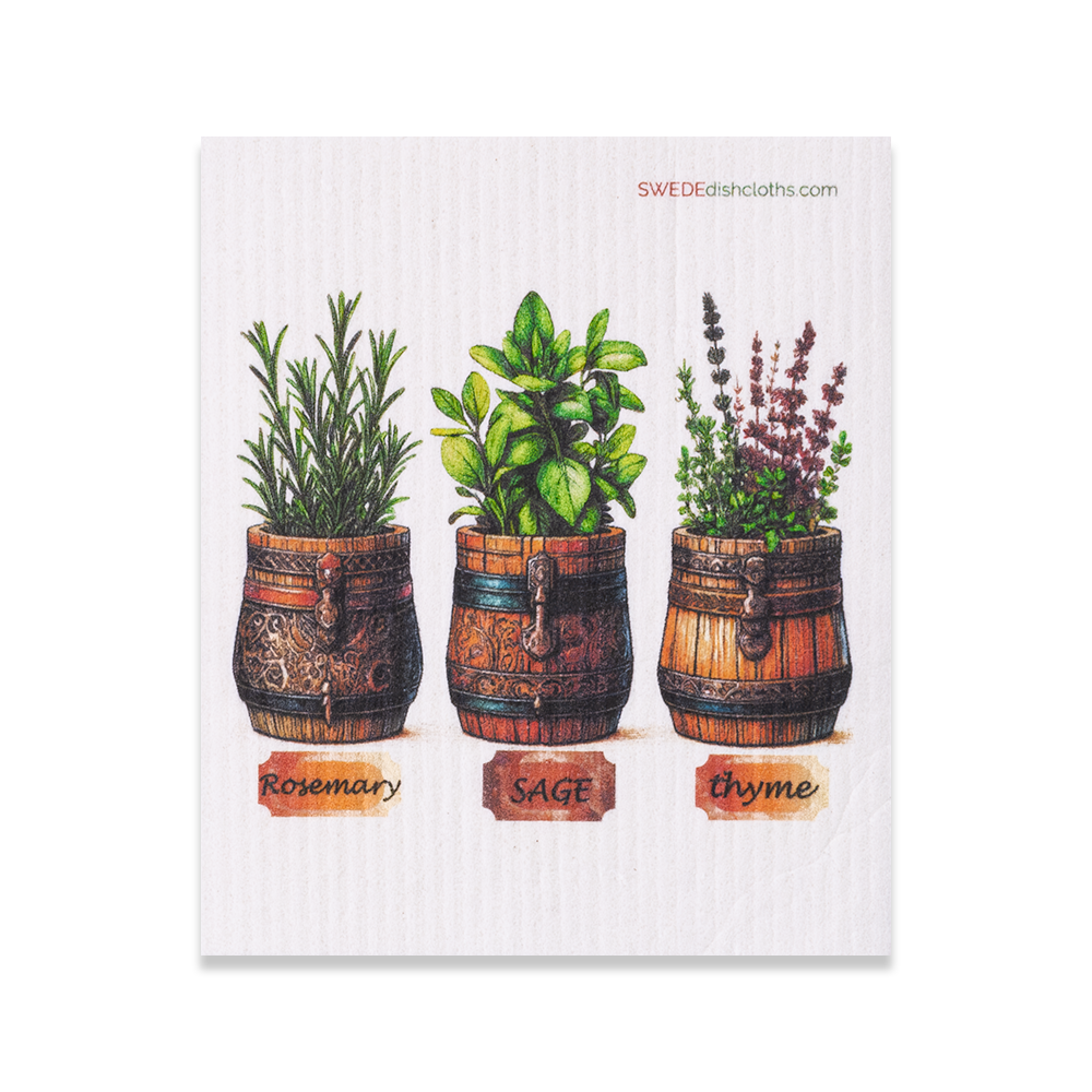 Eco-Friendly Swedish Dishcloths - Herbs Rosemary Sage Thyme