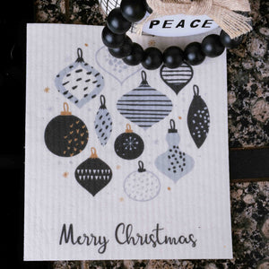 B&W Christmas Ornaments Swedish Dishcloth: Set of 3 clothsEco-Friendly, Reusable, Super Absorbent | SWEDEdishcloths - SWEDEdishcloths.com