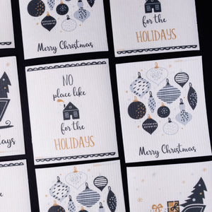 B&W Christmas Ornaments Swedish Dishcloth: Set of 3 clothsEco-Friendly, Reusable, Super Absorbent | SWEDEdishcloths - SWEDEdishcloths.com