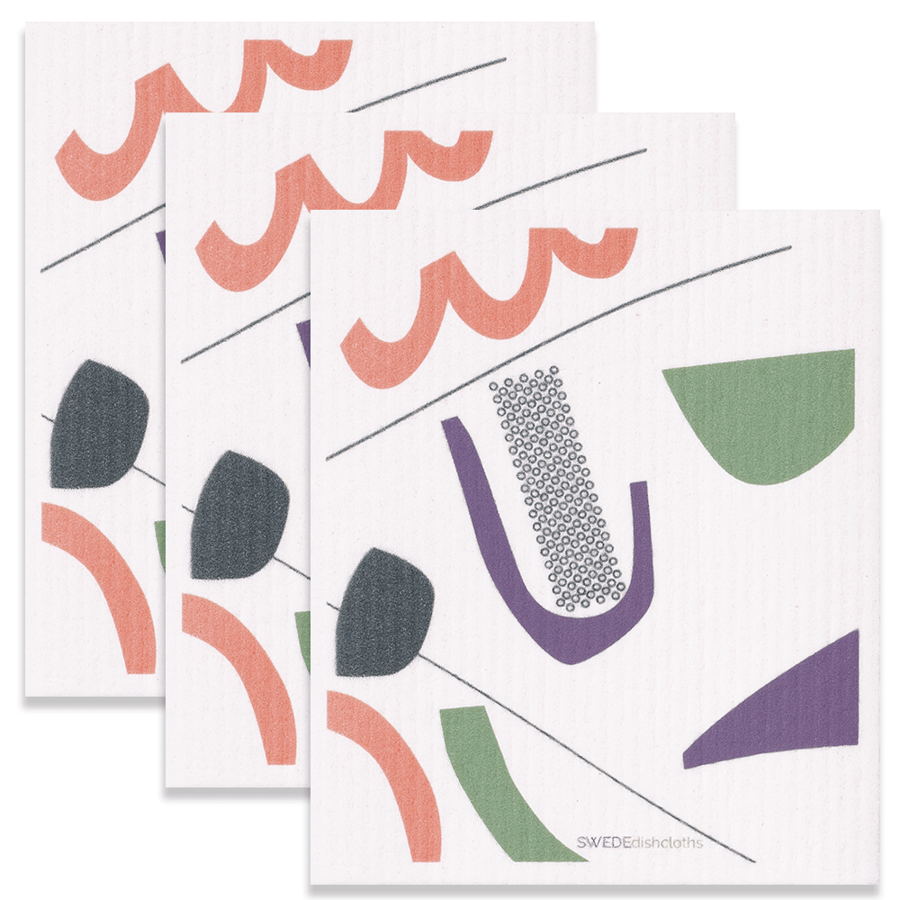 Eco-Friendly Swedish Dishcloths - Abstract A Set of 3 (Paper Towel Replacements) - SWEDEdishcloths.com