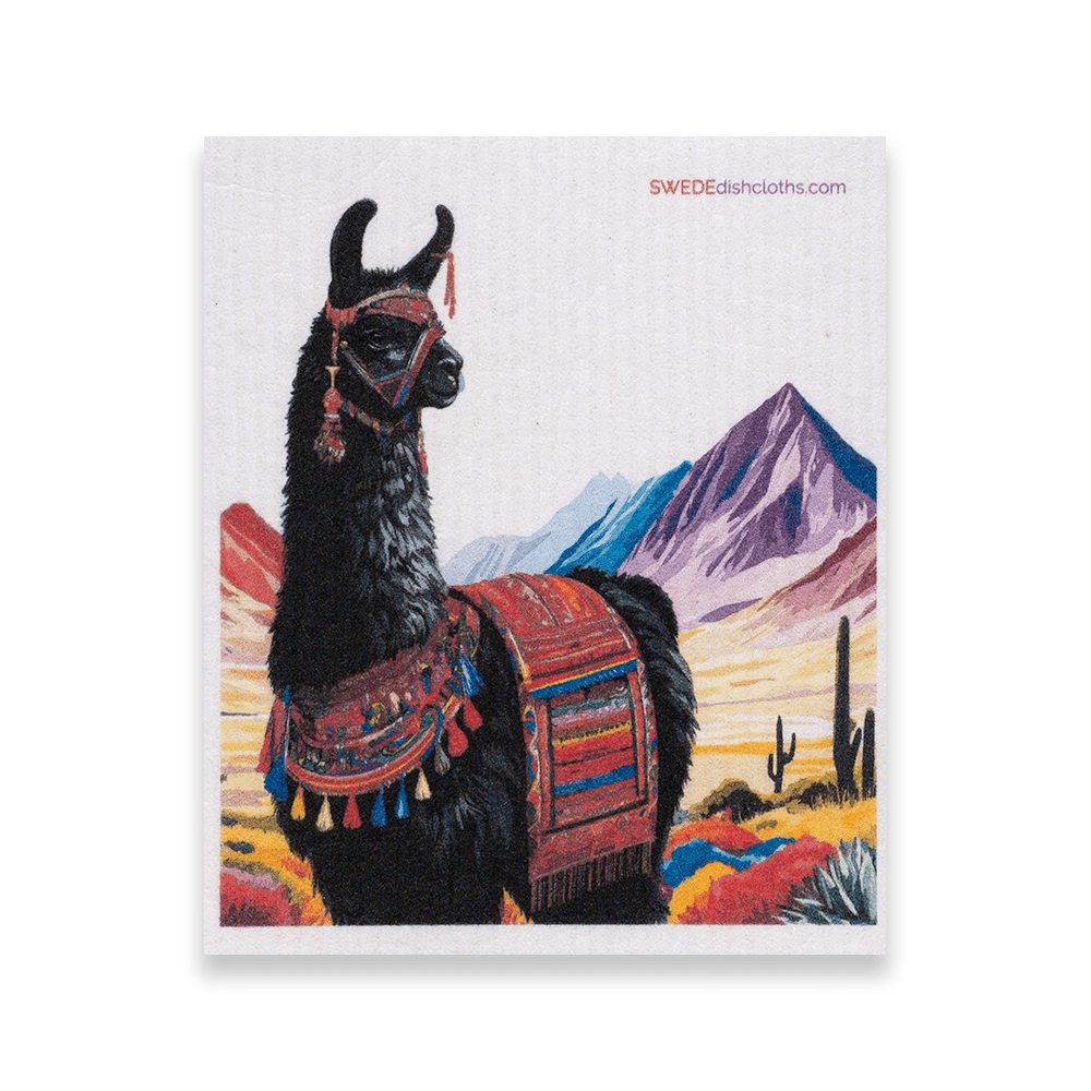 Eco-Friendly Swedish Dishcloths - Black Llama (Paper Towel Replacement) - SWEDEdishcloths.com