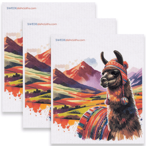 Eco-Friendly Swedish Dishcloths - Brown Llama Set of 3 (Paper Towel Replacements) - SWEDEdishcloths.com