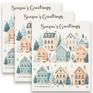 Eco-Friendly Swedish Dishcloths - Christmas Homes 2024 Set of 3 (Paper Towel Replacements) - SWEDEdishcloths.com