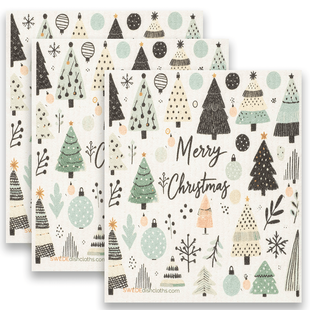 Eco-Friendly Swedish Dishcloths - Christmas Trees 2024 Set of 3 (Paper Towel Replacements) - SWEDEdishcloths.com