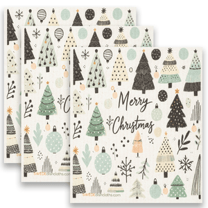 Eco-Friendly Swedish Dishcloths - Christmas Trees 2024 Set of 3 (Paper Towel Replacements) - SWEDEdishcloths.com