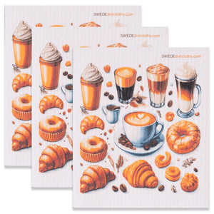 Eco-Friendly Swedish Dishcloths - Coffee and Sweets Set of 3 (Paper Towel Replacements) - SWEDEdishcloths.com