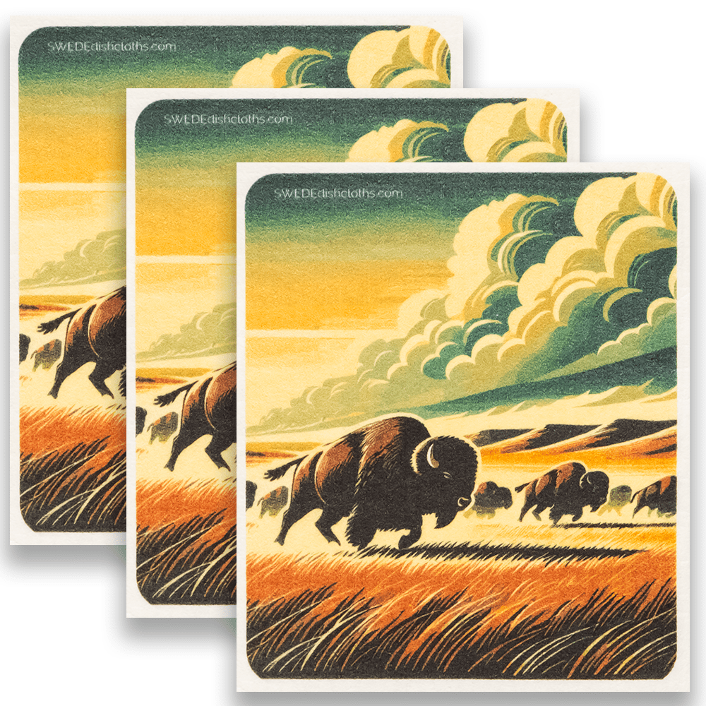 Eco-Friendly Swedish Dishcloths - Colorful Bison Set of 3 (Paper Towel Replacements) - SWEDEdishcloths.com