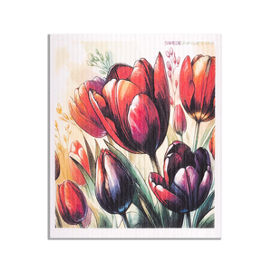 Eco-Friendly Swedish Dishcloths - Colorful Tulips (Paper Towel Replacement) - SWEDEdishcloths.com