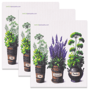 Eco-Friendly Swedish Dishcloths - Dill-Lavender-Parsley Set of 3 (Paper Towel Replacements) - SWEDEdishcloths.com