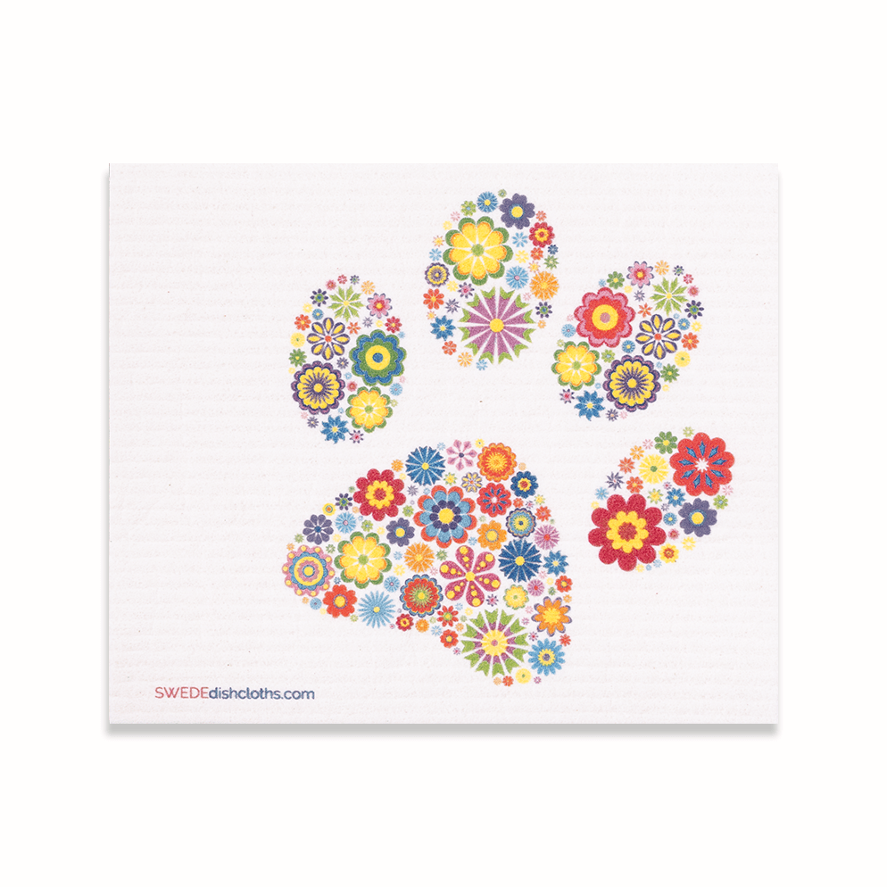 Eco-Friendly Swedish Dishcloths - Floral Dog Paw (Paper Towel Replacement) - SWEDEdishcloths.com