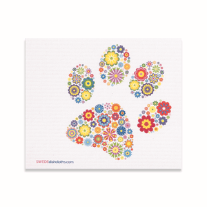 Eco-Friendly Swedish Dishcloths - Floral Dog Paw (Paper Towel Replacement) - SWEDEdishcloths.com
