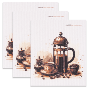 Eco-Friendly Swedish Dishcloths - French Press Set of 3 (Paper Towel Replacements) - SWEDEdishcloths.com