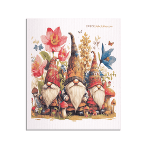 Eco-Friendly Swedish Dishcloths - Gnomes with Butterflies (Paper Towel Replacement) - SWEDEdishcloths.com
