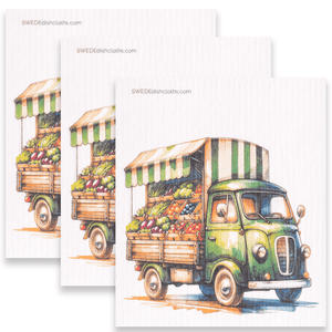 Eco-Friendly Swedish Dishcloths - Green Produce Truck Set of 3 (Paper Towel Replacements) - SWEDEdishcloths.com