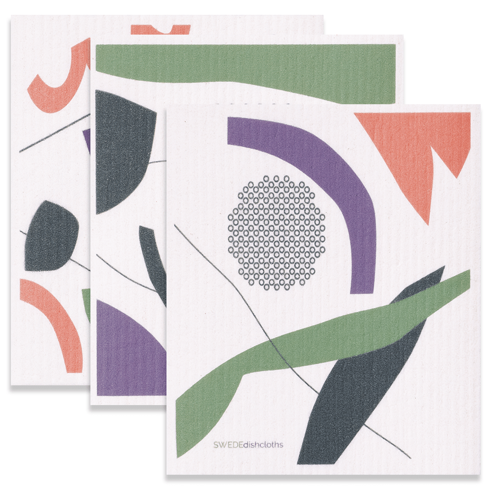 Eco-Friendly Swedish Dishcloths - Mixed Abstract Set of 3 (Paper Towel Replacements, One of Each Design) - SWEDEdishcloths.com