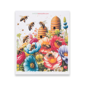 Eco-Friendly Swedish Dishcloths - Mixed Bees Set of 3 (Paper Towel Replacements, One of Each Design) - SWEDEdishcloths.com