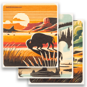 Eco-Friendly Swedish Dishcloths - Mixed Bison Set of 3 (Paper Towel Replacements, One of Each Design) - SWEDEdishcloths.com