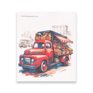 Eco-Friendly Swedish Dishcloths - Mixed Produce Trucks Set of 3 (Paper Towel Replacements, One of Each Design) - SWEDEdishcloths.com