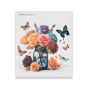 Eco-Friendly Swedish Dishcloths - Mixed Roses Set of 3 (Paper Towel Replacements, One of Each Design) - SWEDEdishcloths.com