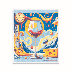 Eco-Friendly Swedish Dishcloths - Mixed Surreal Wine Set of 3 (Paper Towel Replacements, One of Each Design) - SWEDEdishcloths.com