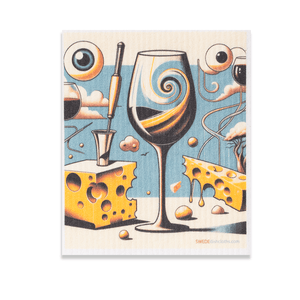 Eco-Friendly Swedish Dishcloths - Mixed Surreal Wine Set of 3 (Paper Towel Replacements, One of Each Design) - SWEDEdishcloths.com