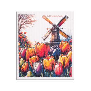 Eco-Friendly Swedish Dishcloths - Mixed Tulips Set of 3 (Paper Towel Replacements, One of Each Design) - SWEDEdishcloths.com