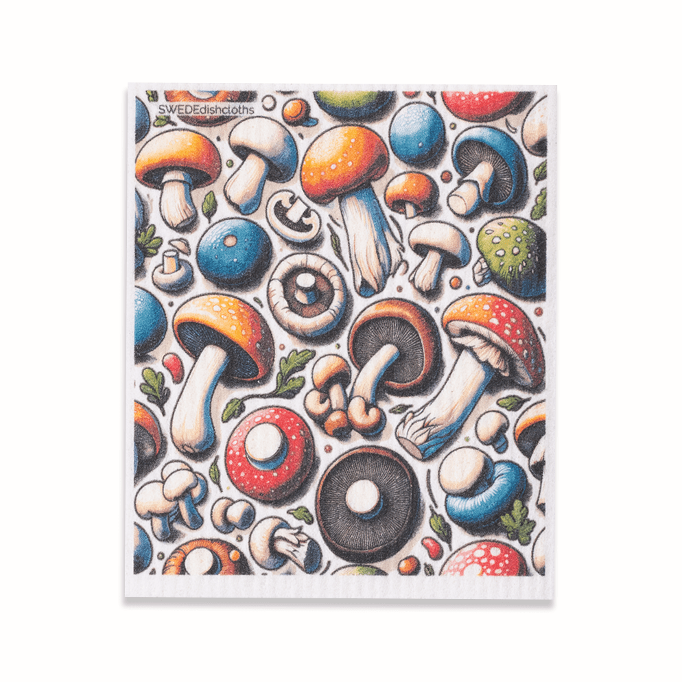 Eco-Friendly Swedish Dishcloths - Mushroom Collage (Paper Towel Replacement) - SWEDEdishcloths.com