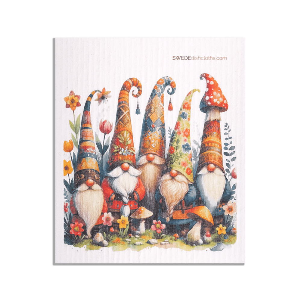 Eco-Friendly Swedish Dishcloths - Mushroom Hat Gnomes (Paper Towel Replacement) - SWEDEdishcloths.com