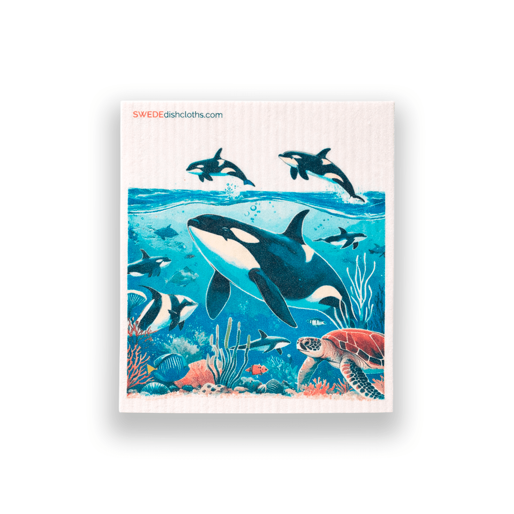 Eco-Friendly Swedish Dishcloths - Orca Whale (Paper Towel Replacement) - SWEDEdishcloths.com