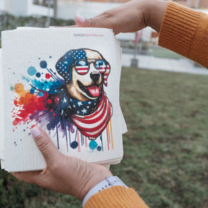 Eco-Friendly Swedish Dishcloths - Patriotic Lab Set of 3 (Paper Towel Replacements) - SWEDEdishcloths.com