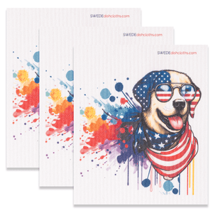 Eco-Friendly Swedish Dishcloths - Patriotic Lab Set of 3 (Paper Towel Replacements) - SWEDEdishcloths.com