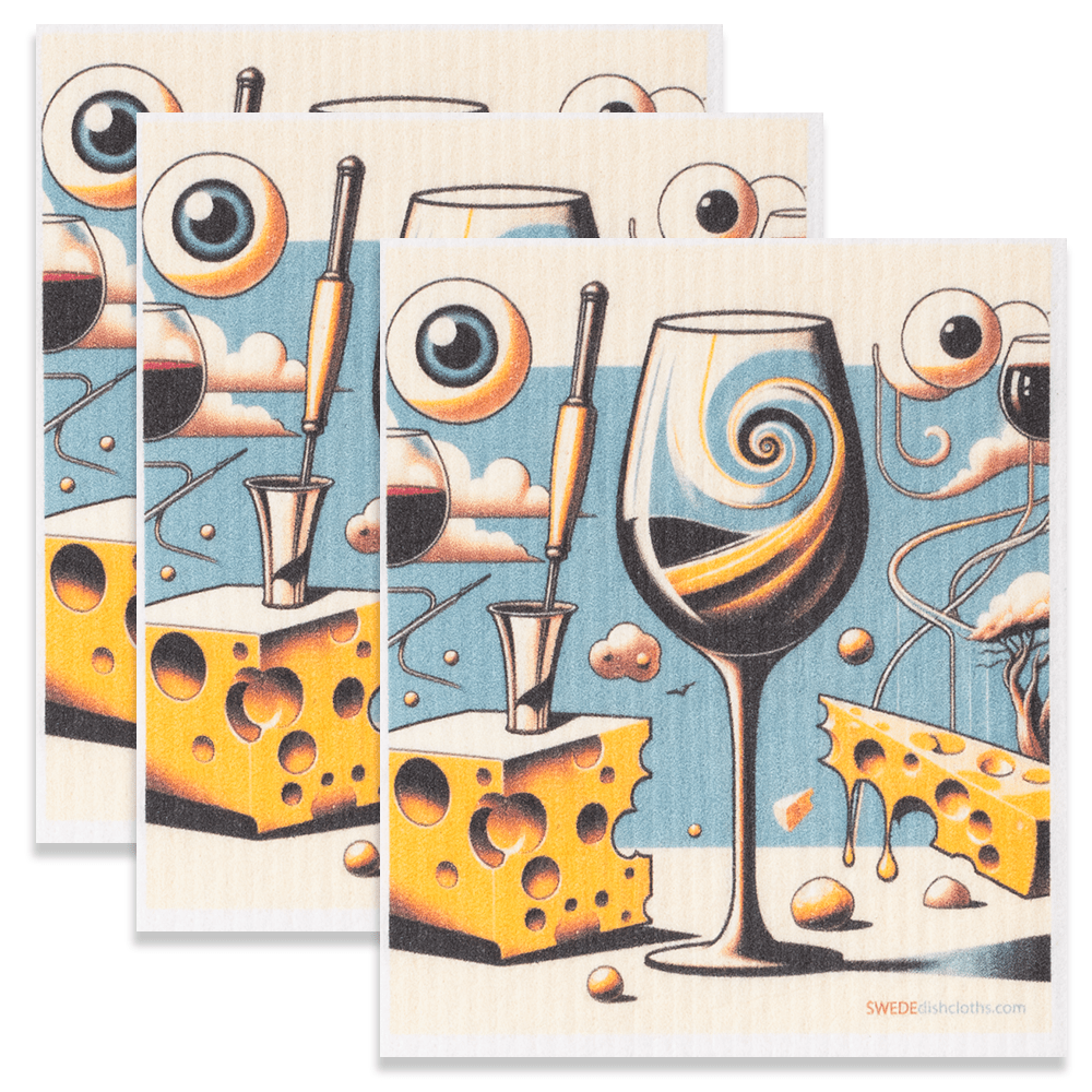 Eco-Friendly Swedish Dishcloths - Surreal Wine Eye Set of 3 (Paper Towel Replacements) - SWEDEdishcloths.com