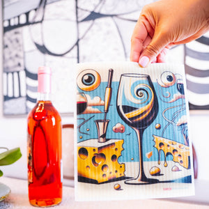 Eco-Friendly Swedish Dishcloths - Surreal Wine Eye Set of 3 (Paper Towel Replacements) - SWEDEdishcloths.com