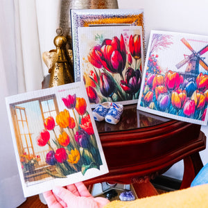 Eco-Friendly Swedish Dishcloths - Tulips Window Set of 3 (Paper Towel Replacements) - SWEDEdishcloths.com