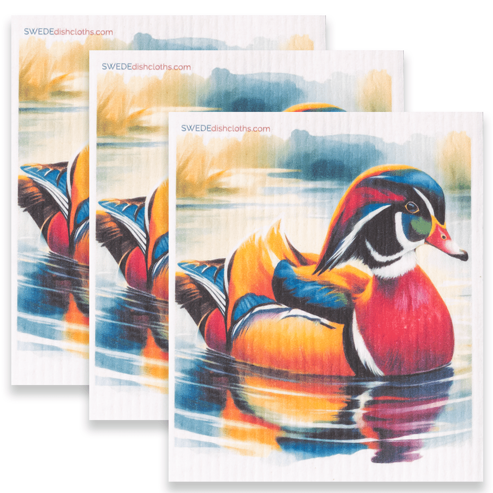 Eco-Friendly Swedish Dishcloths - Wood Duck Set of 3 (Paper Towel Replacements) - SWEDEdishcloths.com