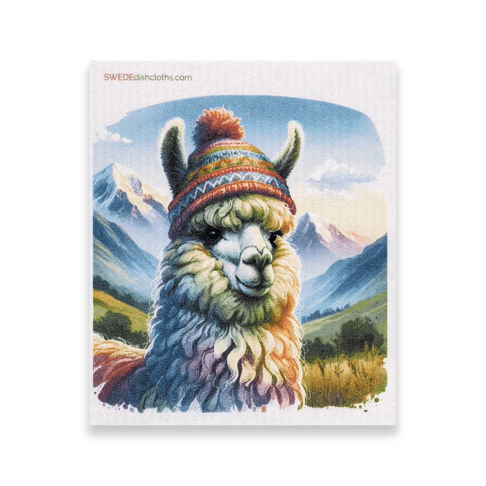 Eco-Friendly Swedish Dishcloths - Yellow Llama (Paper Towel Replacement) - SWEDEdishcloths.com
