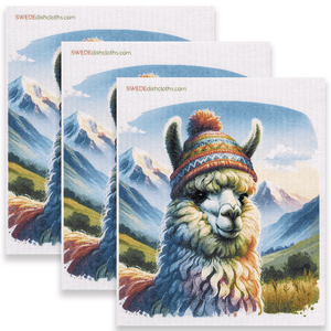 Eco-Friendly Swedish Dishcloths - Yellow Llama Set of 3 (Paper Towel Replacements) - SWEDEdishcloths.com