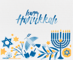 Hannukah Dove Swedish Dishcloth: Single cloth, Eco-Friendly, Reusable, Super Absorbent | SWEDEdishcloths - SWEDEdishcloths.com