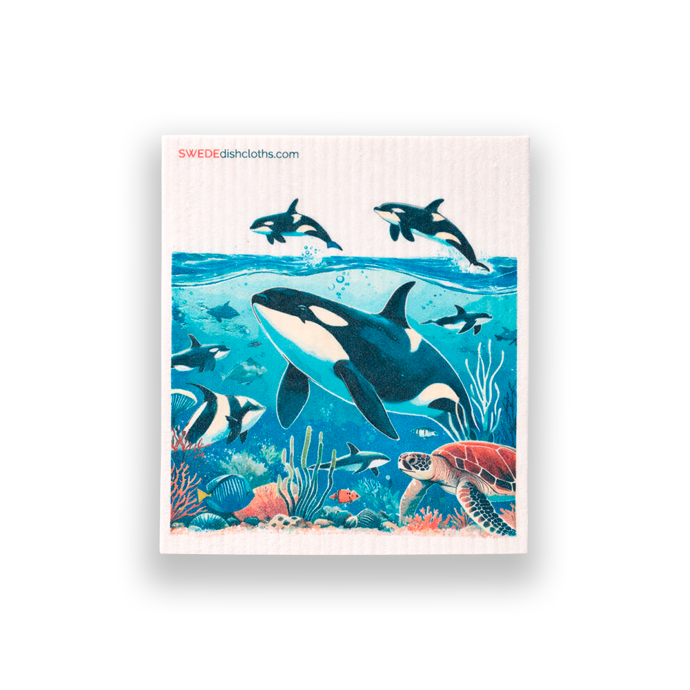 Eco-Friendly Swedish Dishcloths - Orca Whale (Paper Towel Replacement)