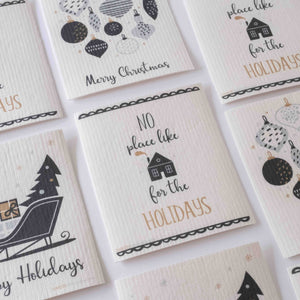 Mixed B&W Christmas Set of 3 (One of each design) Paper Towel Replacements | Swededishcloths - SWEDEdishcloths.com