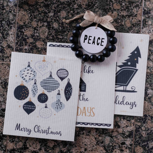 Mixed B&W Christmas Set of 3 (One of each design) Paper Towel Replacements | Swededishcloths - SWEDEdishcloths.com