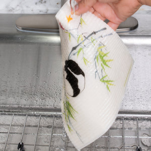 Panda and Birds Set of 3 Paper Towel Replacements | Swededishcloths eco-friendly compostable swedishdishcloths - SWEDEdishcloths.com