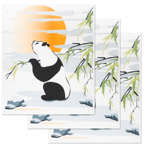 Panda Sitting Set of 3 Paper Towel Replacements | Swededishcloths - SWEDEdishcloths.com