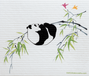 Panda in Tree Swedish Dishcloth: Single cloth, Eco-Friendly, Reusable, Super Absorbent | SWEDEdishcloths