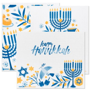 Swedish Dishcloths Mixed Hannukah Set of 3 (One of each design) cloths Eco Friendly Absorbent Cleaning Cloth - SWEDEdishcloths.com