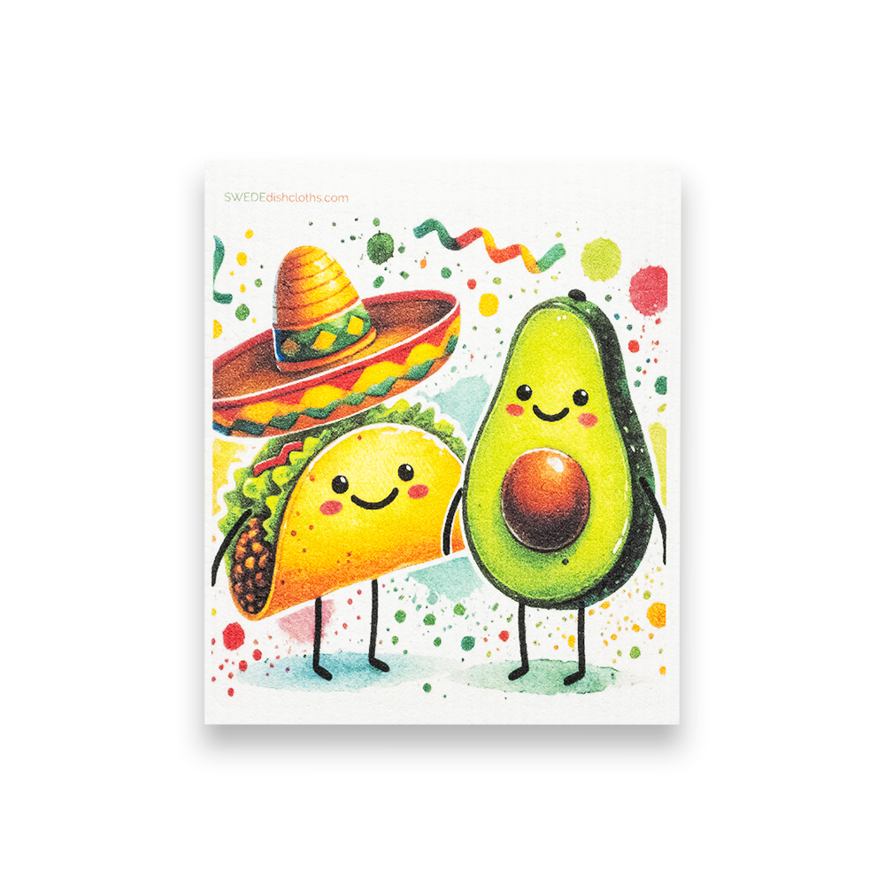 Eco-Friendly Swedish Dishcloths - Taco and Avocado (Paper Towel Replacement)
