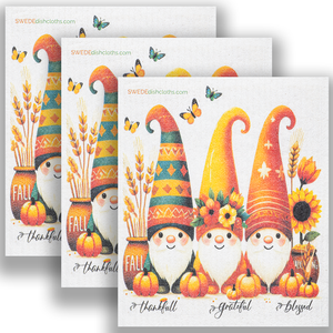 Eco-Friendly Swedish Dishcloths - Three Thanksgiving Gnomes set of 3