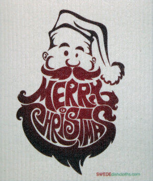 Merry Christmas Santa Beard One cloth Swedish Dishcloths | ECO Friendly Absorbent Cleaning Cloth