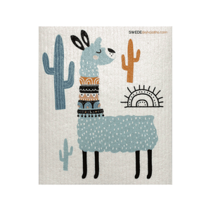Turquoise Llama One Swedish Dishcloth